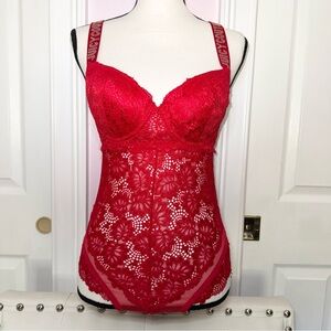 Juicy Couture red one piece lace body suit size medium